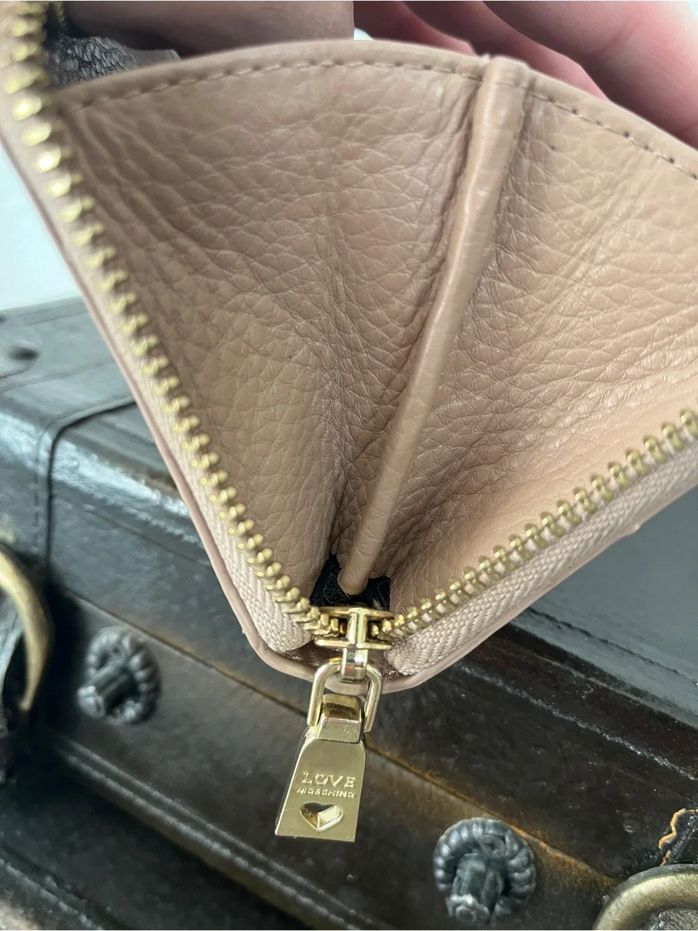 Love Moschino Nude Pink Logo Medallion Wallet